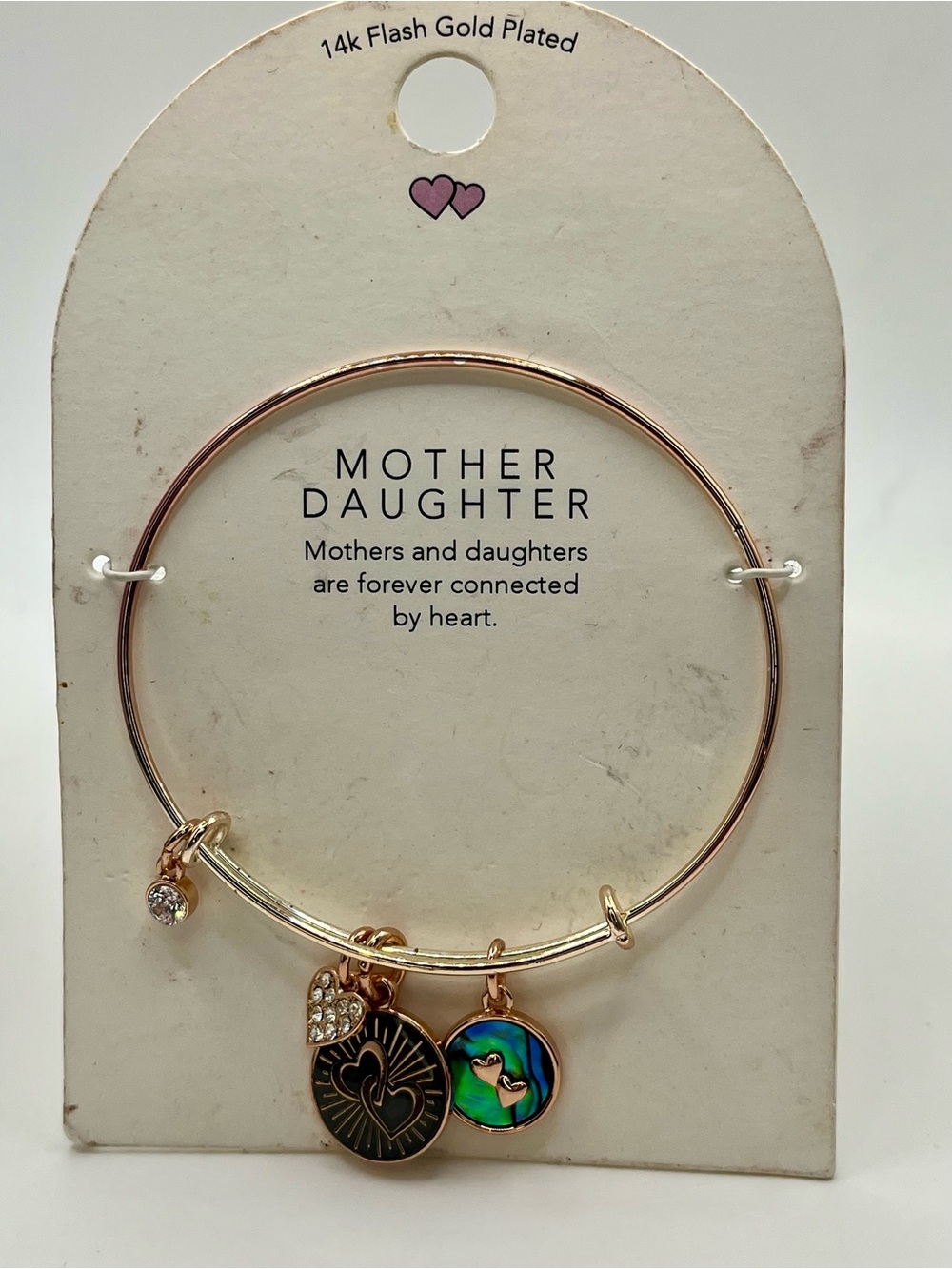 Mother Daughter Gold-Tone Charm Bangle Bracelet